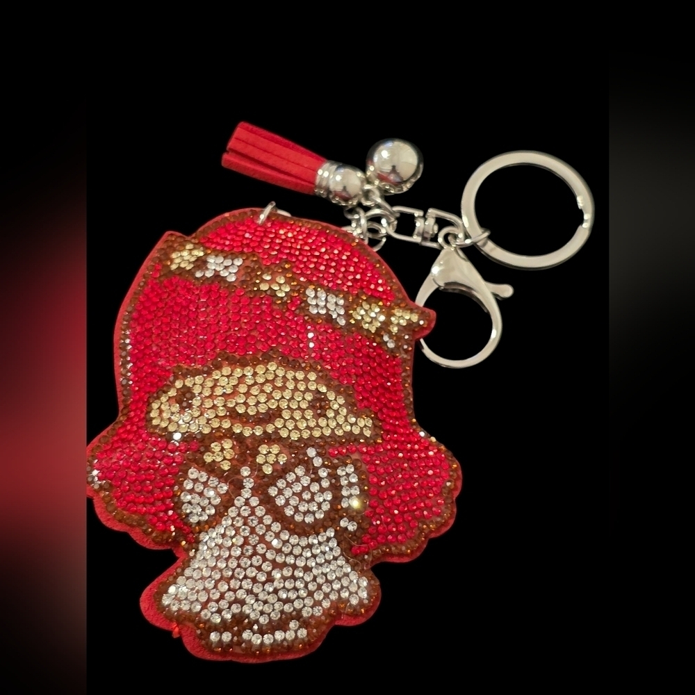 Sparkly Rhinestone Angel Bag Charm / Keychain – Red Crystal Accessory